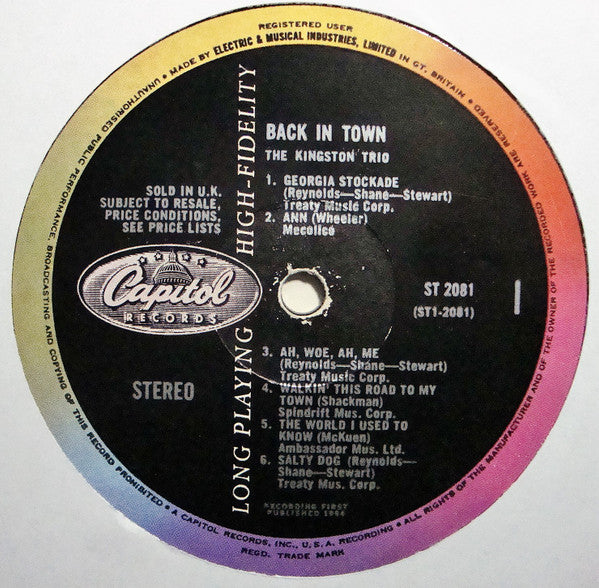 The Kingston Trio* : Back In Town (LP, Album)