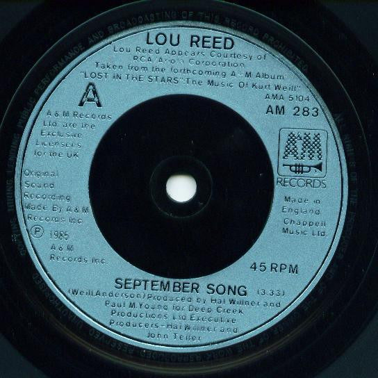 Lou Reed : September Song (7", Single, Pic)
