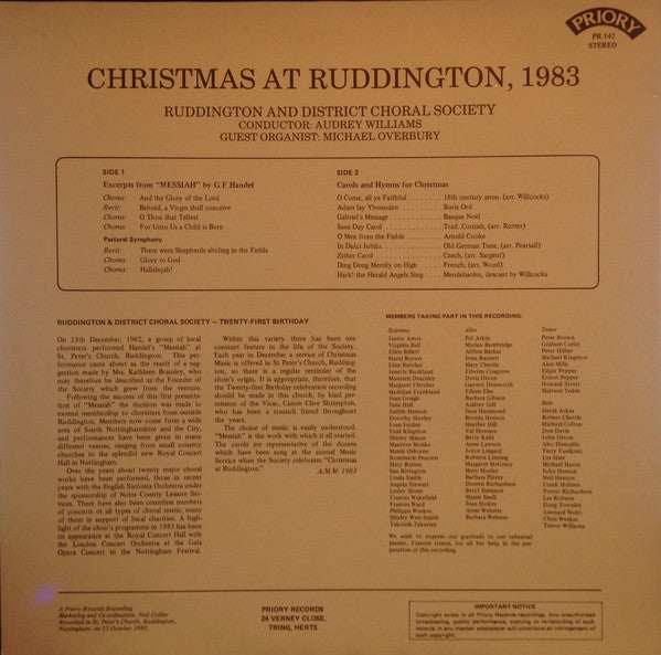 Ruddington And District Choral Society : Christmas At Ruddington (LP)