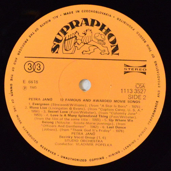 Petra Janů : 12 Famous & Awarded Movie Songs (LP, Album, RP, Lam)