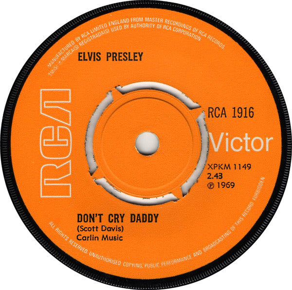 Elvis* : Don't Cry Daddy  (7", Single, 4-p)