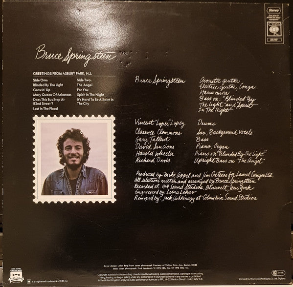 Bruce Springsteen : Greetings From Asbury Park, N.J. (LP, Album, RE)