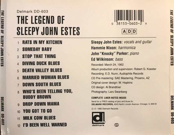 Sleepy John Estes : The Legend Of Sleepy John Estes (CD, Album, RE, RM)