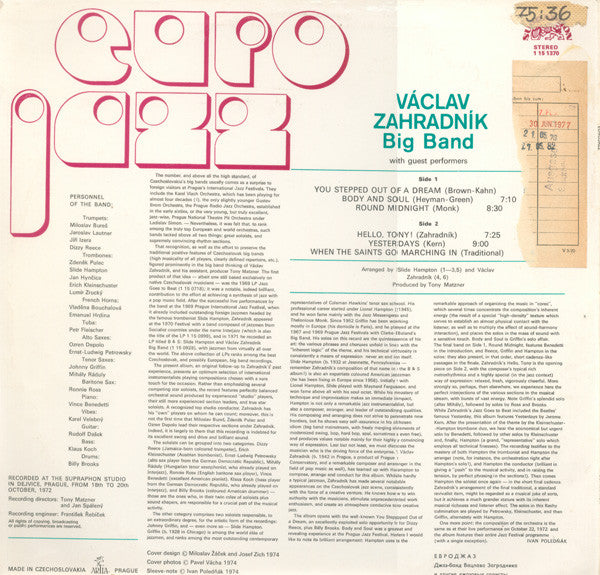 Václav Zahradník Big Band : Euro Jazz (LP, Album)