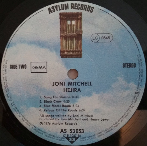 Joni Mitchell : Hejira (LP, Album, RP, Gat)