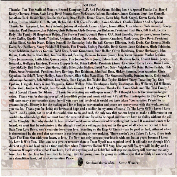 Stevie Wonder : Conversation Peace (CD, Album)