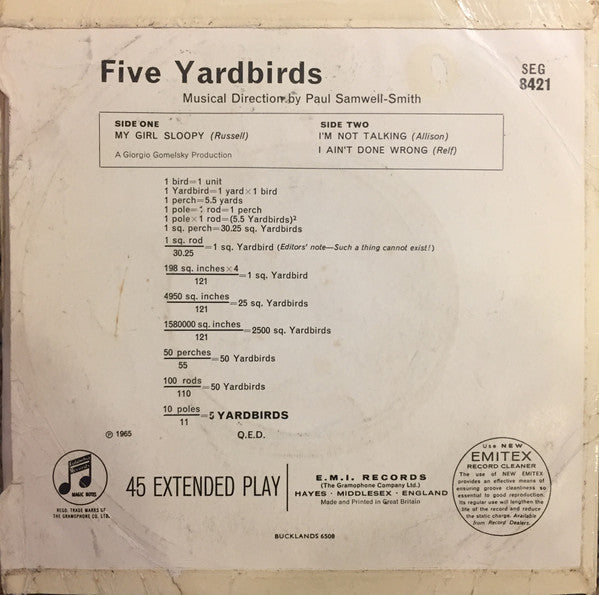 The Yardbirds : Five Yardbirds (7", EP, Mono)