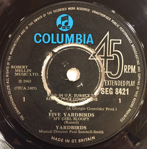 The Yardbirds : Five Yardbirds (7", EP, Mono)