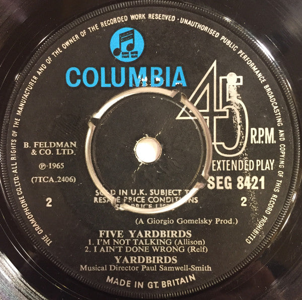 The Yardbirds : Five Yardbirds (7", EP, Mono)