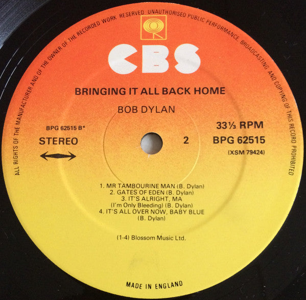 Bob Dylan : Bringing It All Back Home (LP, Album, RP)