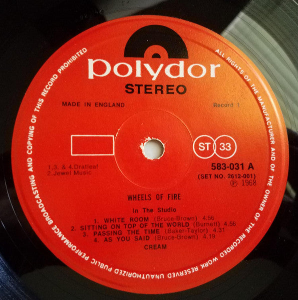 Cream (2) : Wheels Of Fire (2xLP, Album, RE)