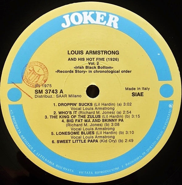 Louis Armstrong And His Hot Five* : Irish Black Bottom 1926 (LP, Comp, RE)