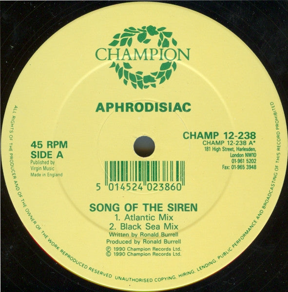 Aphrodisiac : Song Of The Siren (12")