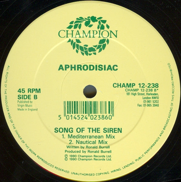 Aphrodisiac : Song Of The Siren (12")