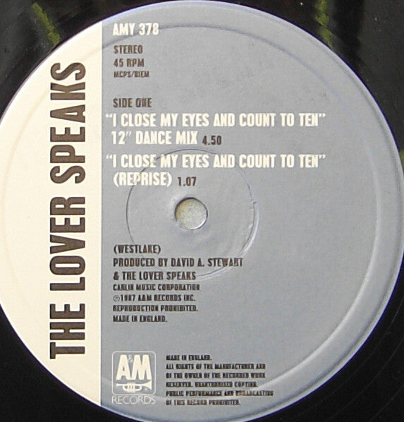 The Lover Speaks : I Close My Eyes And Count To Ten (12")