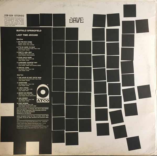 Buffalo Springfield : Last Time Around (LP, Album)