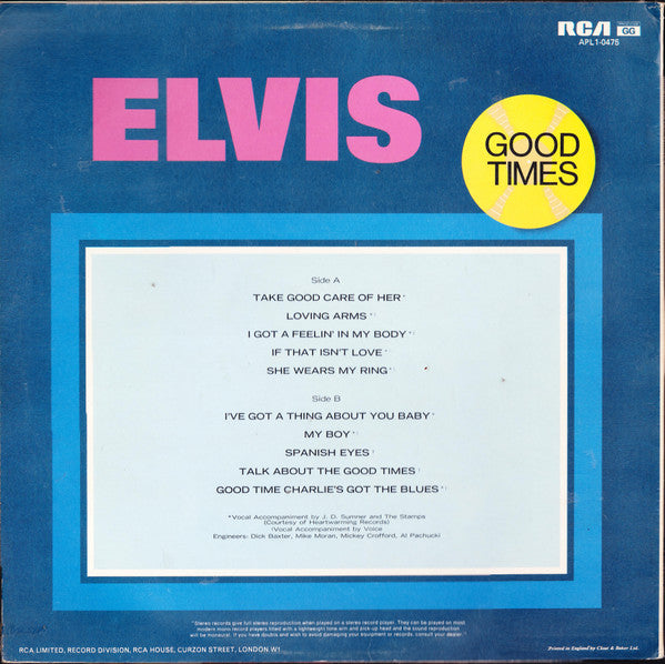 Elvis Presley : Good Times (LP, Album)