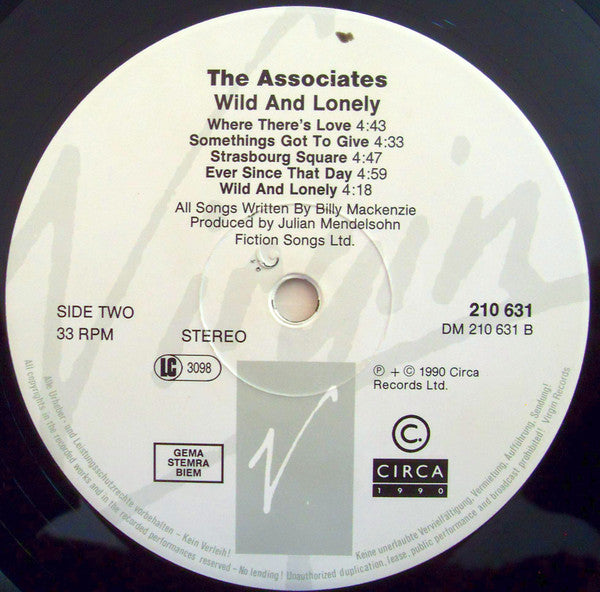 The Associates : Wild And Lonely (LP, Album)