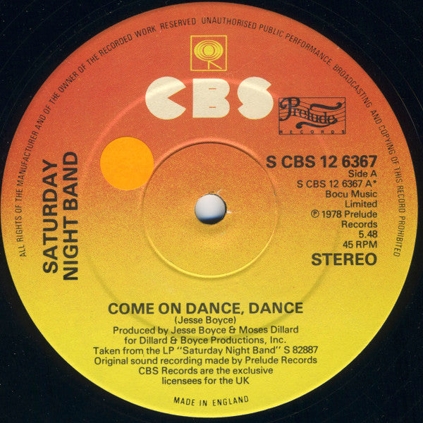 Saturday Night Band : Come On Dance, Dance (12", Ltd)