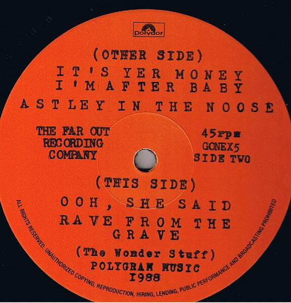 The Wonder Stuff : It's Yer Money I'm After Baby (12")