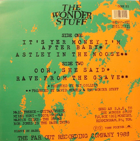 The Wonder Stuff : It's Yer Money I'm After Baby (12")