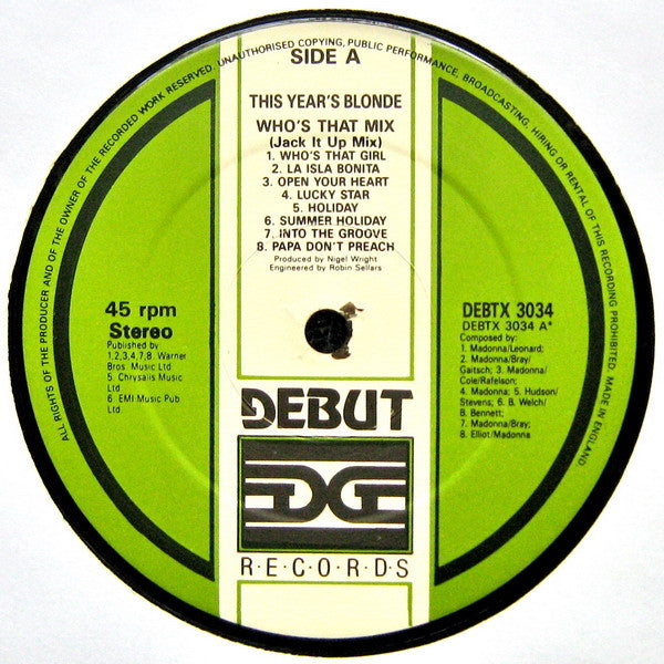 This Year's Blonde : Who's That Mix (12")