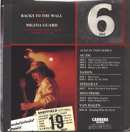 Saxon : Backs To The Wall (7", Single)