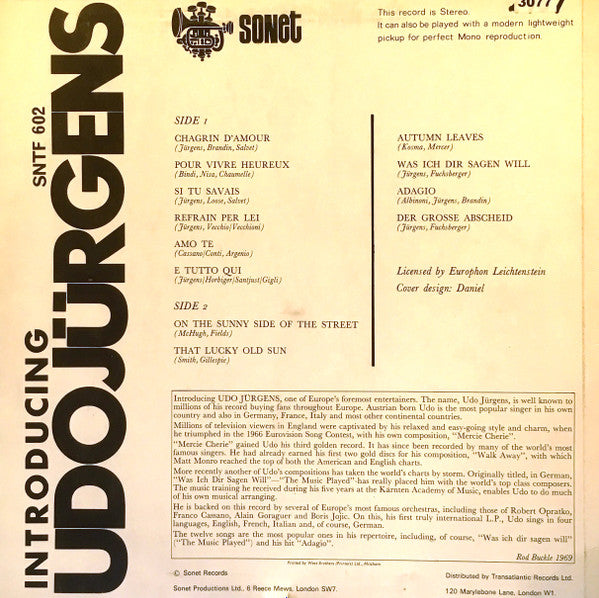Udo Jürgens : Introducing Udo Jürgens (LP, Comp)