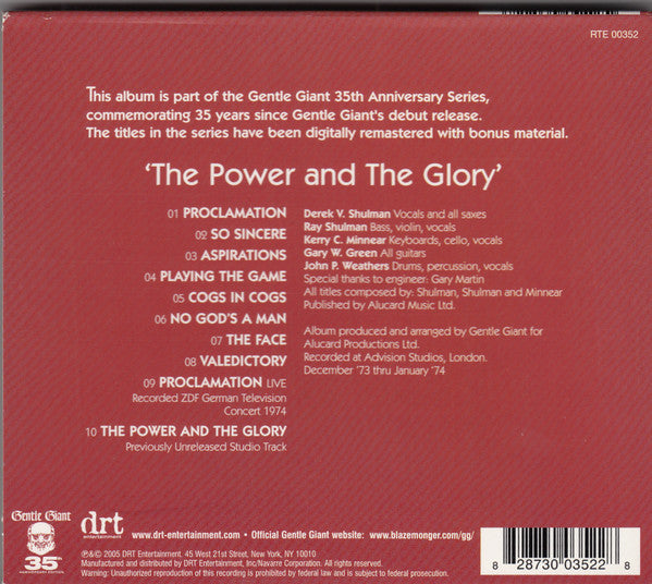 Gentle Giant : The Power And The Glory (CD, Album, RE, RM, 35t)