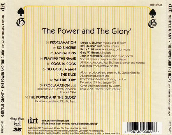 Gentle Giant : The Power And The Glory (CD, Album, RE, RM, 35t)