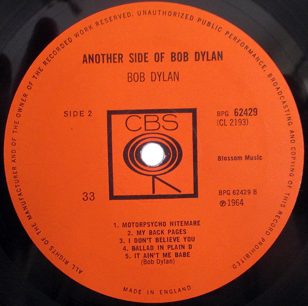 Bob Dylan : Another Side Of Bob Dylan (LP, Album, Mono, CBS)