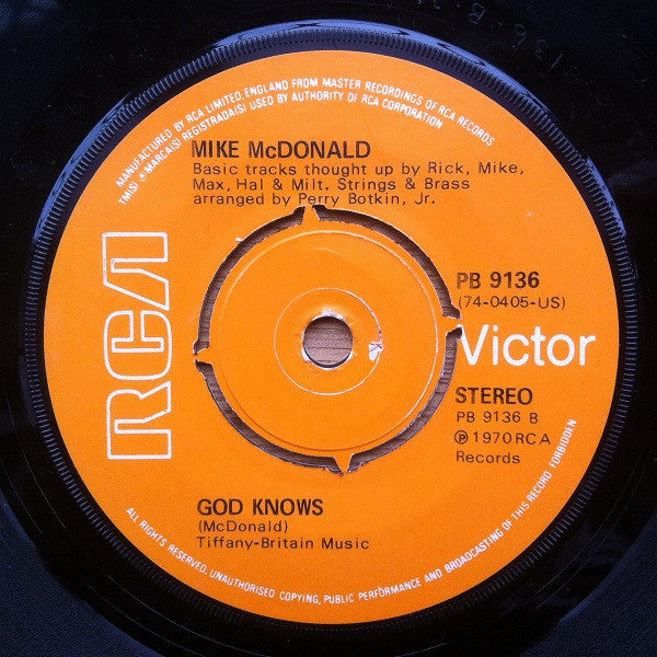Derek And Ray / Michael McDonald : Interplay / God Knows (7", Single, Ora)