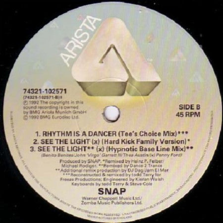 Snap! : Rhythm Is A Dancer (12", Single)