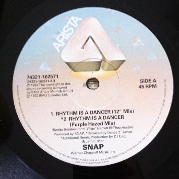 Snap! : Rhythm Is A Dancer (12", Single)