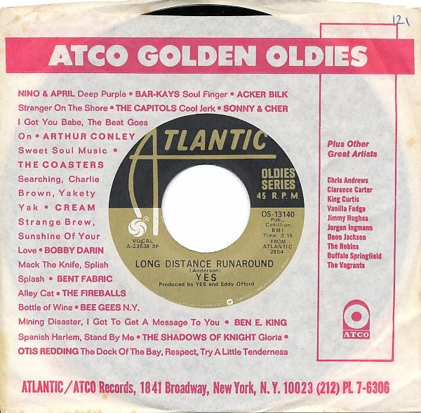 Yes : Roundabout / Long Distance Runaround (7", Single, SP )