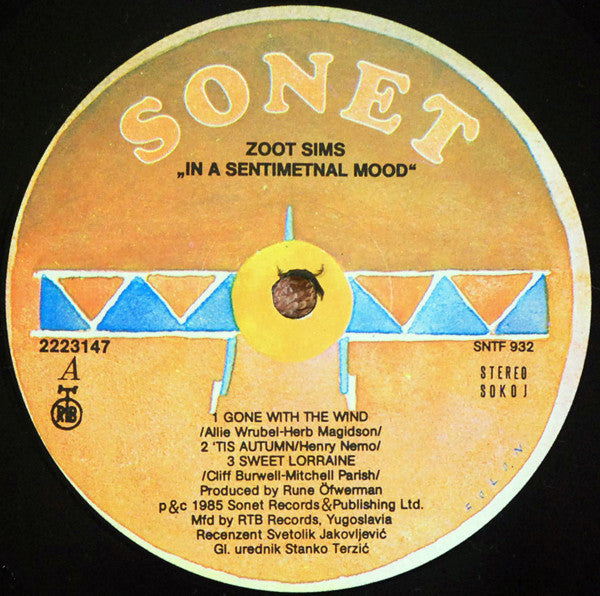 Zoot Sims : In A Sentimental Mood (LP, Album)