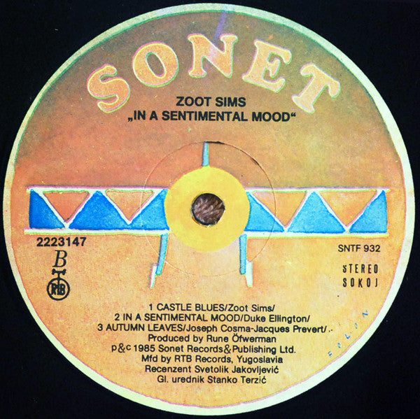 Zoot Sims : In A Sentimental Mood (LP, Album)