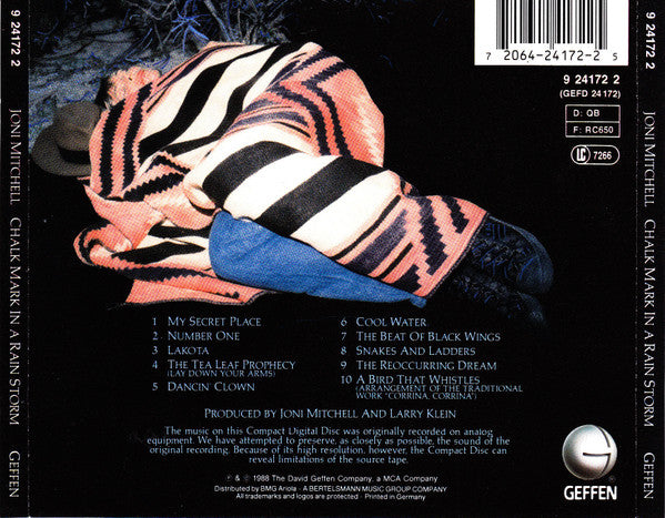 Joni Mitchell : Chalk Mark In A Rain Storm (CD, Album)