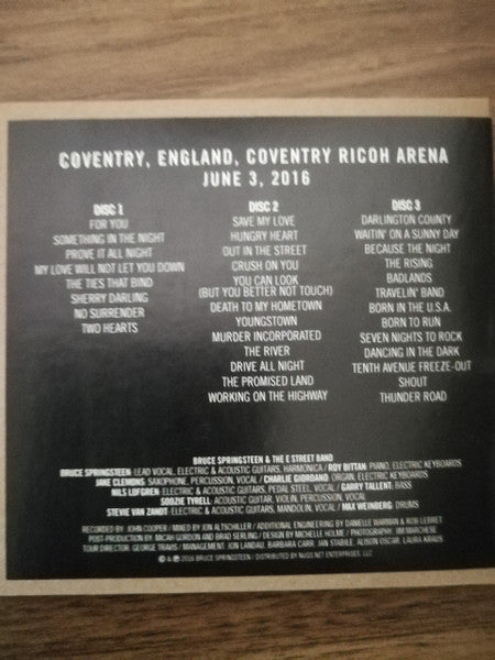 Bruce Springsteen And The E Street Band* : Coventry, England, June 3, 2016 (3xCDr, Album)