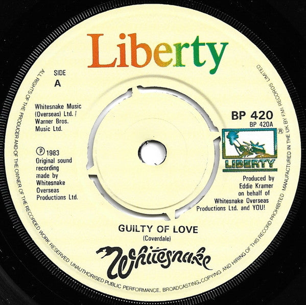 Whitesnake : Guilty Of Love (7", Single)