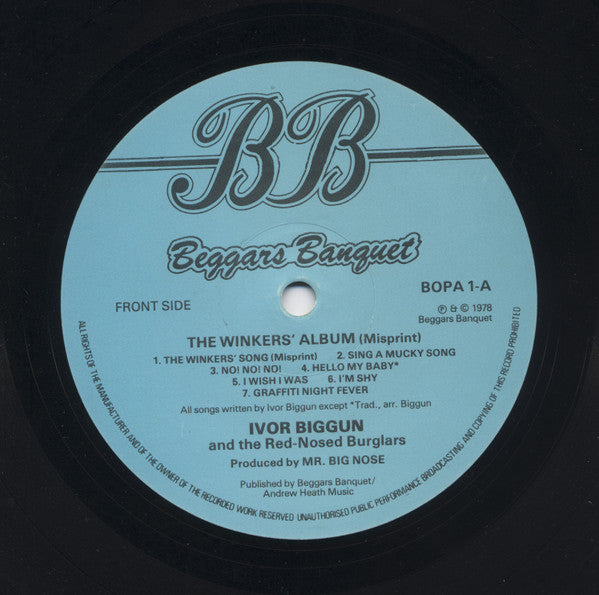 Ivor Biggun & The Red-Nosed Burglars : The Winker's Album (Misprint) (LP)