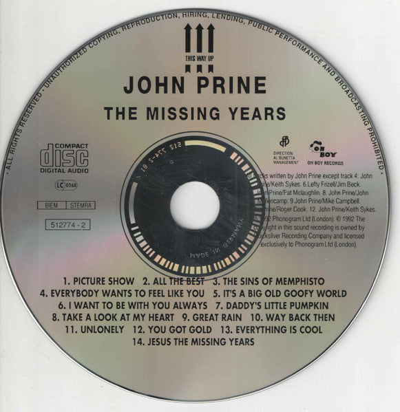 John Prine : The Missing Years (CD, Album)