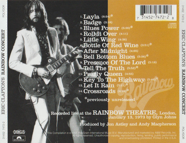 Eric Clapton : Eric Clapton's Rainbow Concert (CD, Album, RE, RM, RP, Son)