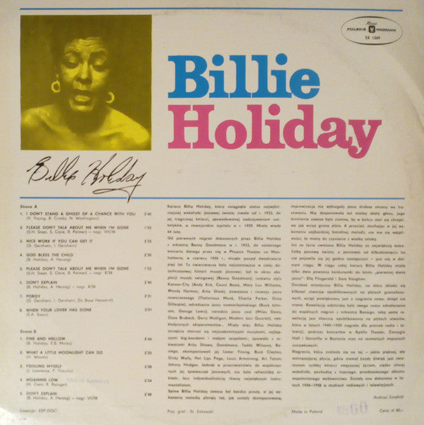 Billie Holiday : Billie Holiday (LP, Comp, Mono, Blu)