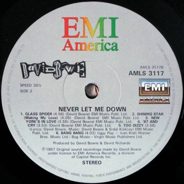 David Bowie : Never Let Me Down (LP, Album)