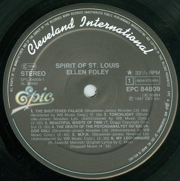 Ellen Foley : Spirit Of St. Louis (LP, Album)