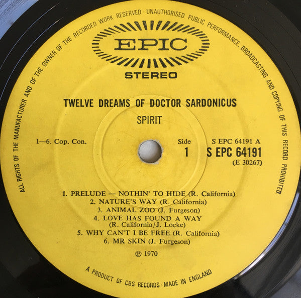 Spirit (8) : Twelve Dreams Of Dr. Sardonicus (LP, Album, M/Print, RP, Gat)