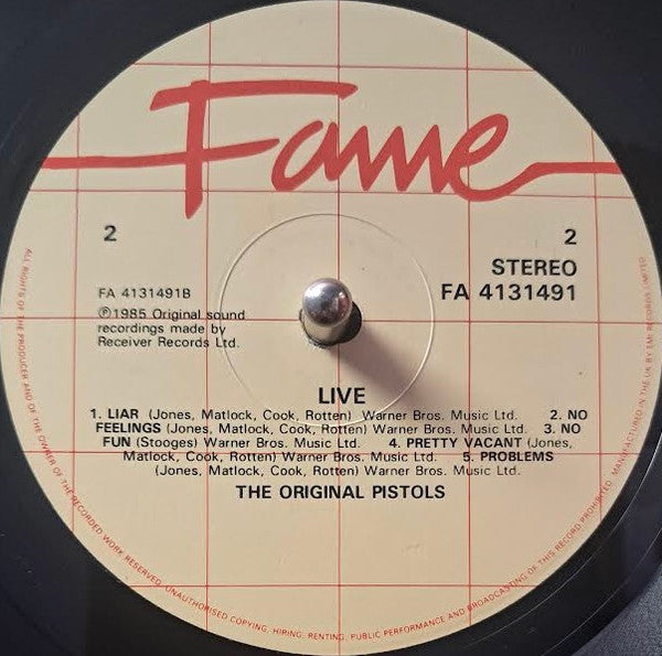 The Original Pistols* : The Original Pistols Live (LP, Album, RE)
