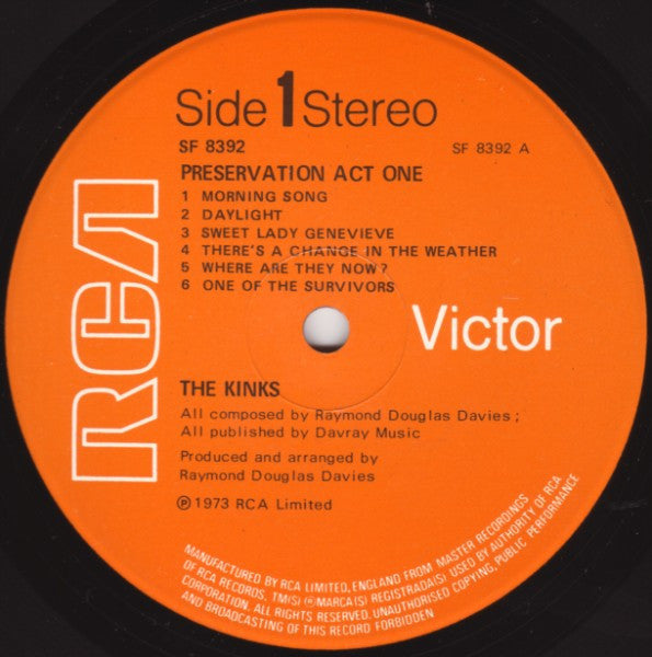 The Kinks : Preservation Act 1 (LP, Album)