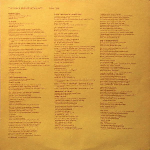 The Kinks : Preservation Act 1 (LP, Album)